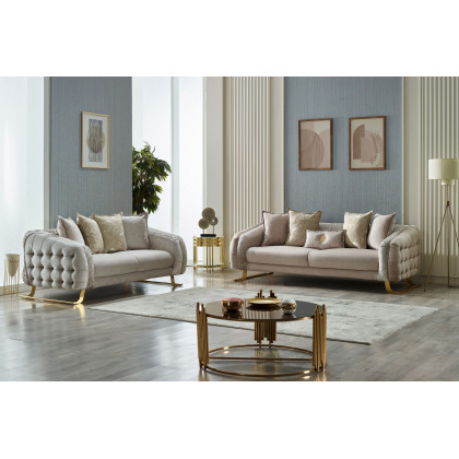 Furnia Laguna Stationary Loveseat - Cream, Fabric