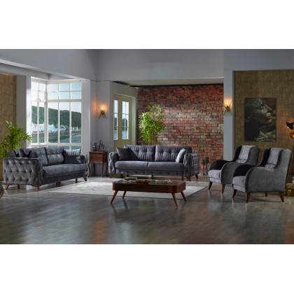 Furnia Lisbon Convertible Sofa - Gray, Fabric