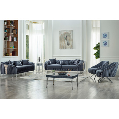 Furnia Lucas Stationary Sofa - Gray, Fabric