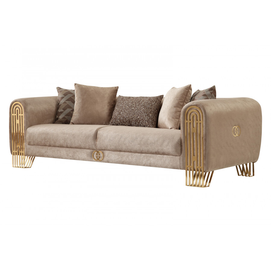 Furnia - Monaco Stationary Sofa in Beige, Fabric