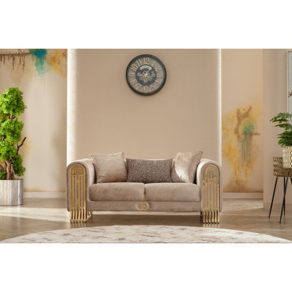 Furnia - Monaco Stationary Sofa in Beige, Fabric