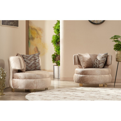 Furnia - Monaco Armchair in Beige, Fabric
