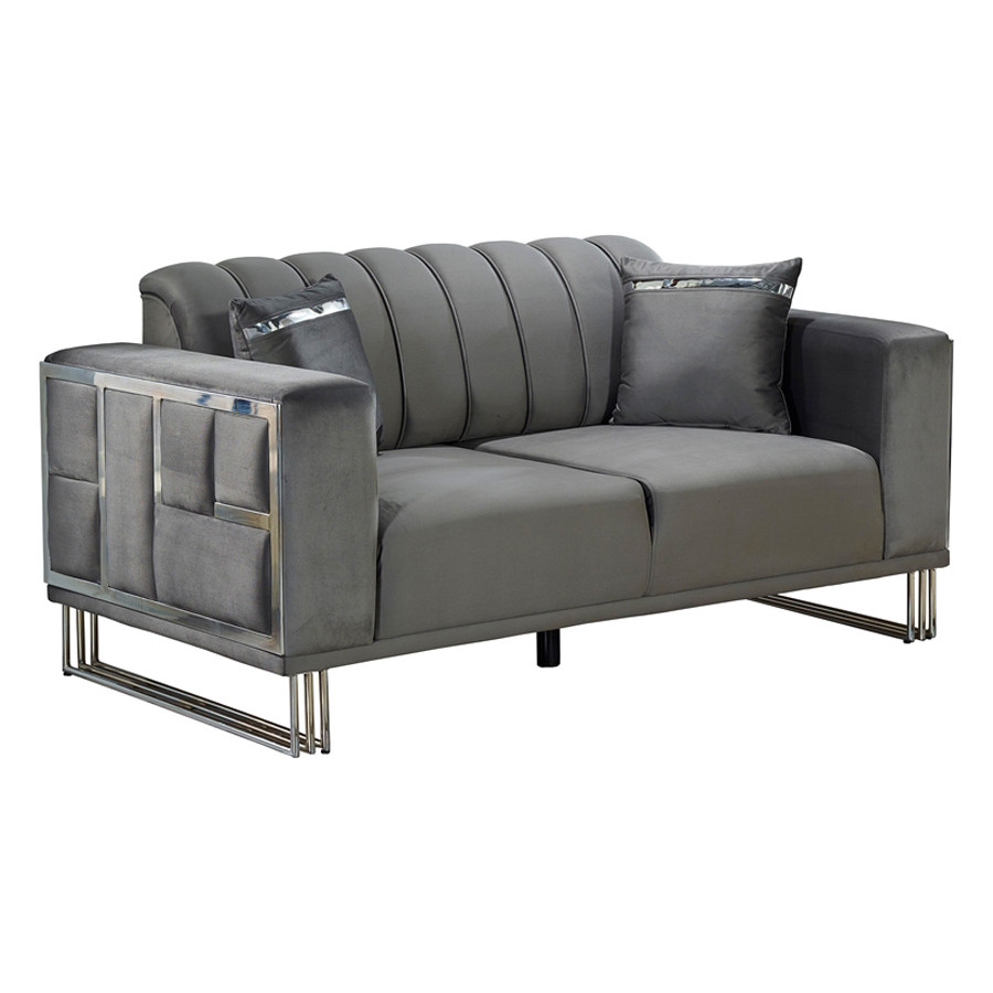 Furnia Puzzle Convertible Sleeper Loveseat - Light Gray, Fabric