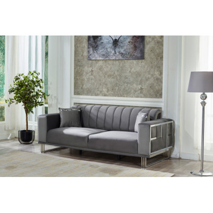 Furnia Puzzle Convertible Sleeper Sofa - Light Gray, Fabric