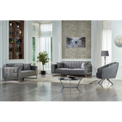Furnia Puzzle Convertible Sleeper Sofa - Light Gray, Fabric