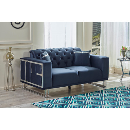 Furnia Puzzle Convertible Sleeper Loveseat - Dark Gray, Fabric
