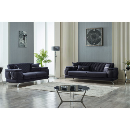 Furnia Resital Convertible Loveseat - Anthracite, Fabric