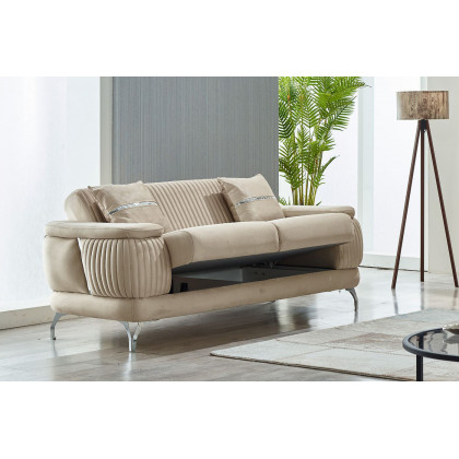 Furnia Resital Convertible Loveseat - Cream, Fabric