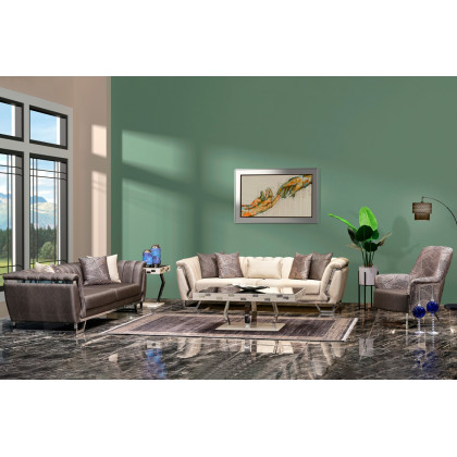 Furnia Roma Stationary Sofa - Gray, Fabric