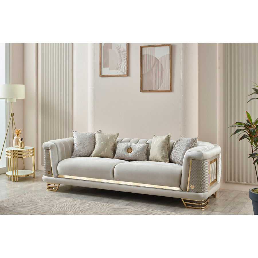 Furnia Romans Stationary Sofa - Cream, Fabric