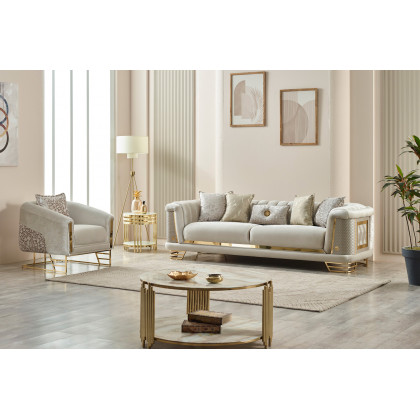 Furnia Romans Stationary Sofa - Cream, Fabric