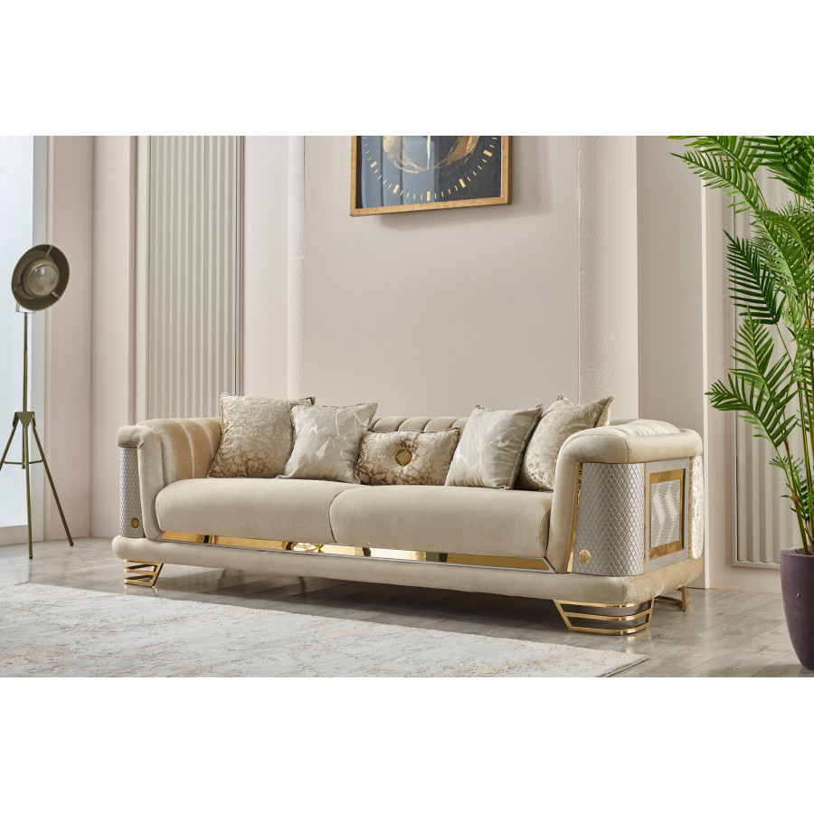 Furnia Romans Stationary Sofa - Beige, Fabric