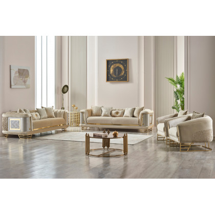 Furnia Romans Stationary Sofa - Beige, Fabric