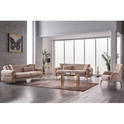 Furnia Royal Stationary Sofa - Beige, Fabric