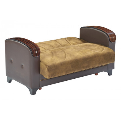 Furnia Senem Convertible Sleeper Loveseat - Brown, Fabric