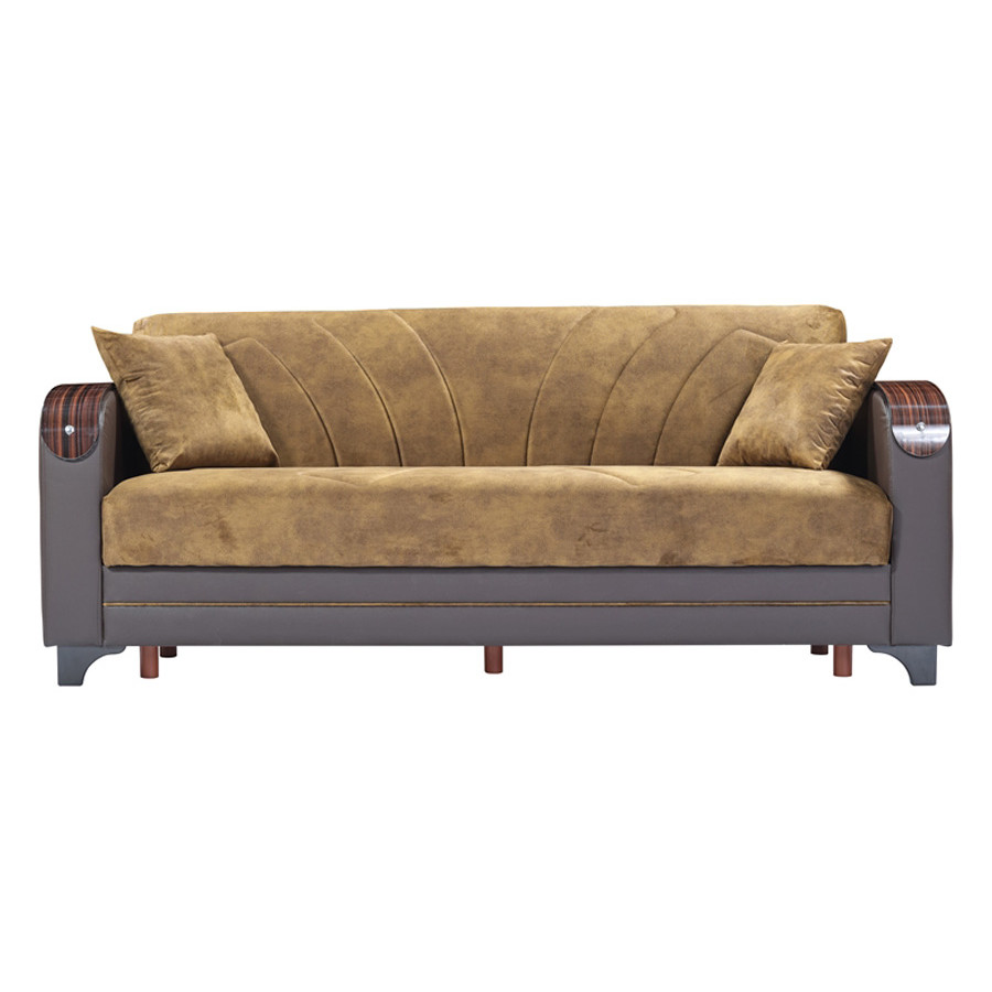 Furnia Senem Convertible Sleeper Sofa - Brown, Fabric