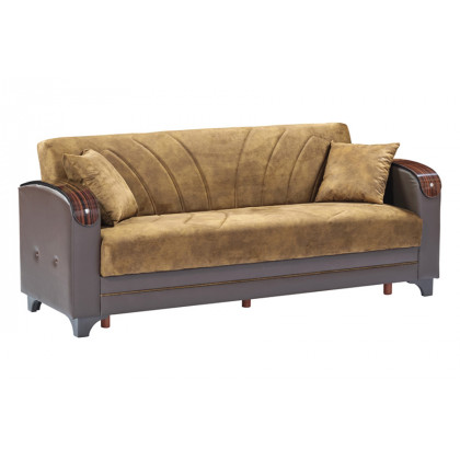 Furnia Senem Convertible Sleeper Sofa - Brown, Fabric