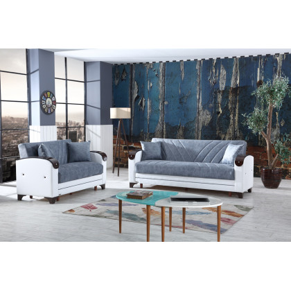 Furnia Senem Convertible Sleeper Loveseat - Gray, Fabric