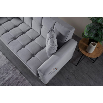 Furnia Step Convertible Sofa - Light Gray, Fabric