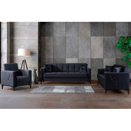 Furnia Step Convertible Sofa - Gray, Fabric