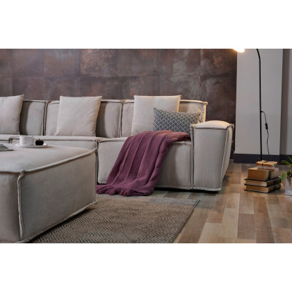 Furnia Padova Modular Sectional with Ottoman - Cream, Fabric