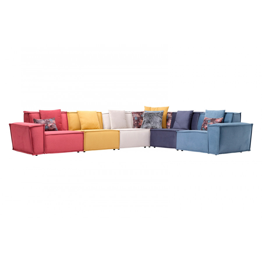 Furnia Padova Modular Sectional with Ottoman - Multicolor, Fabric