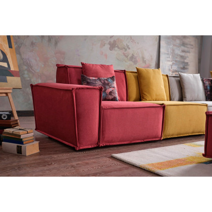 Furnia Padova Modular Sectional with Ottoman - Multicolor, Fabric