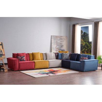 Furnia Padova Modular Sectional with Ottoman - Multicolor, Fabric