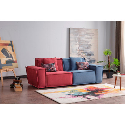 Furnia Padova Modular Sectional with Ottoman - Multicolor, Fabric
