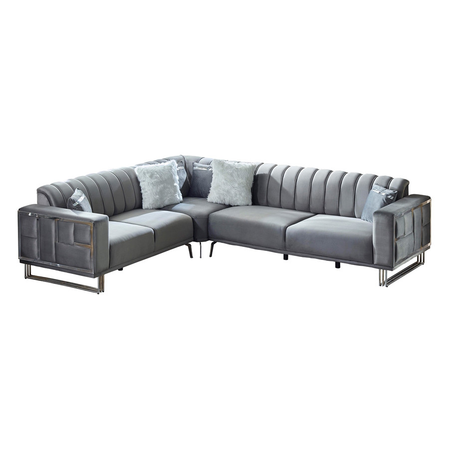 Furnia Puzzle Modular Left Facing Sectional - Light Gray, Fabric