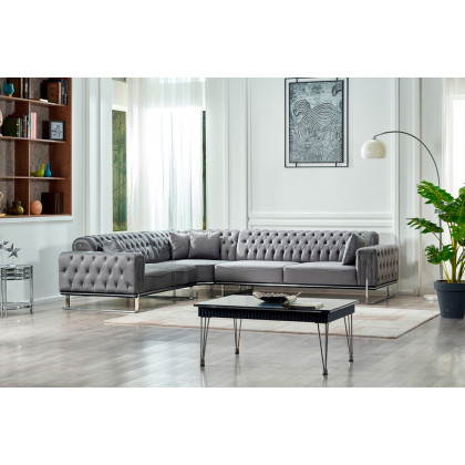 Furnia - Rolex Modular Left Facing Sectional in Gray, Fabric