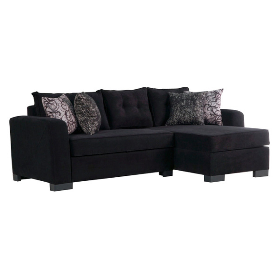 Furnia - Veneto Modular Right Facing Sectional in Black, Fabric