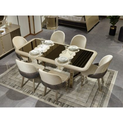Furnia - Madrid Dining Chair in Cream, Fabric