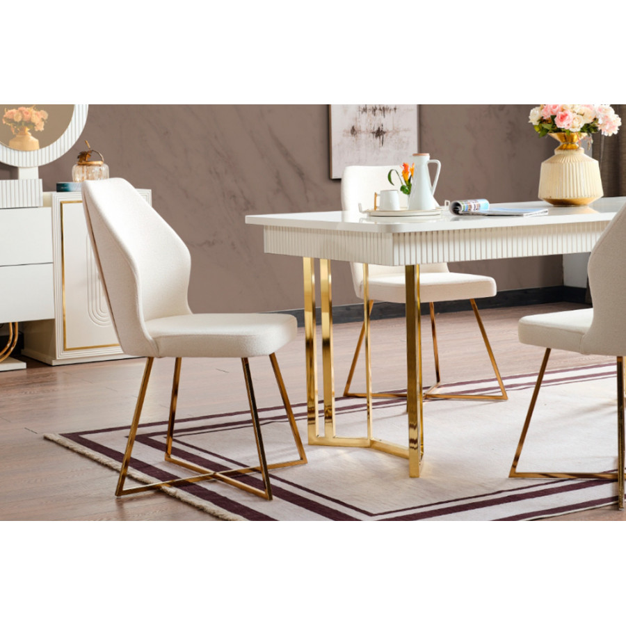 Furnia - Marsel Dining Chair in White, Fabric
