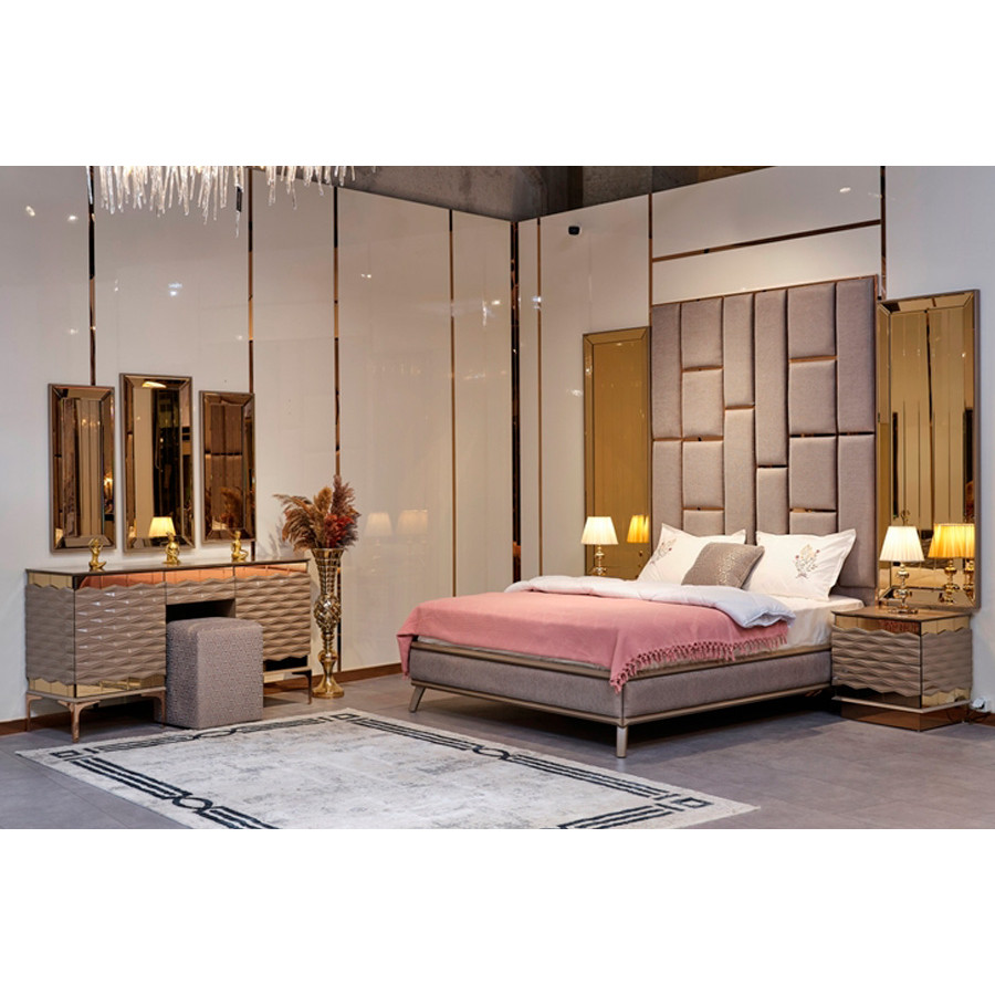 Furnia Elite King Size Bed with Headboard - Gold