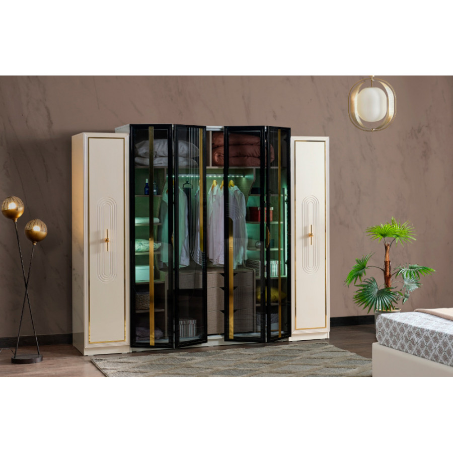 Furnia - Marsel Wardrobe with 6 Doors in Cream