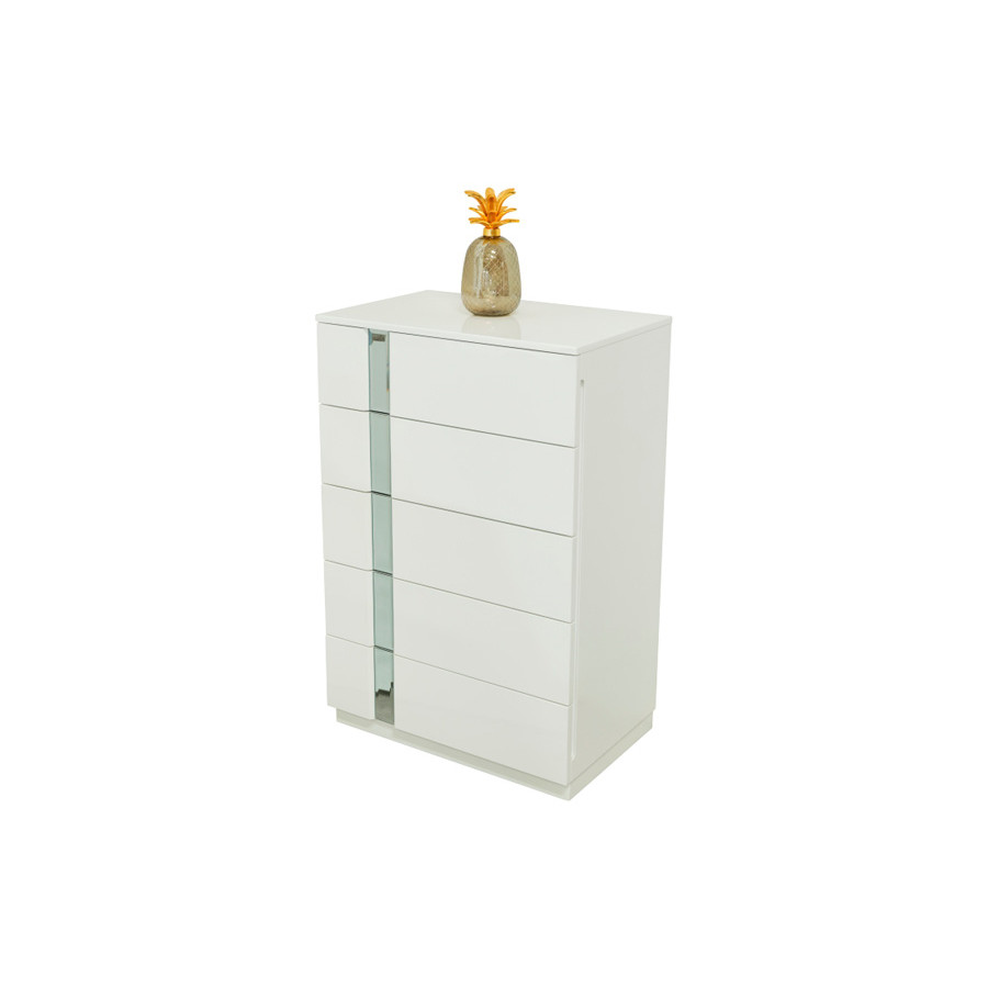 Furnia - Sienna Chest with 5 Drawers in White, Wood