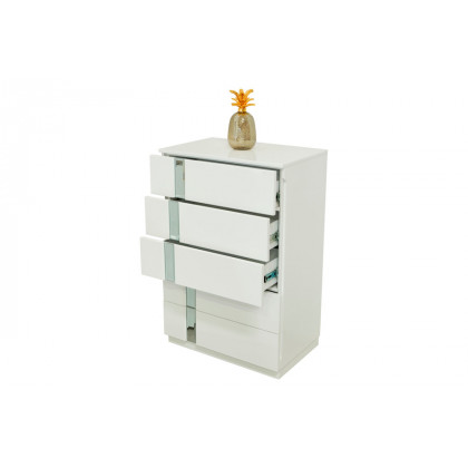 Furnia - Sienna Chest with 5 Drawers in White, Wood