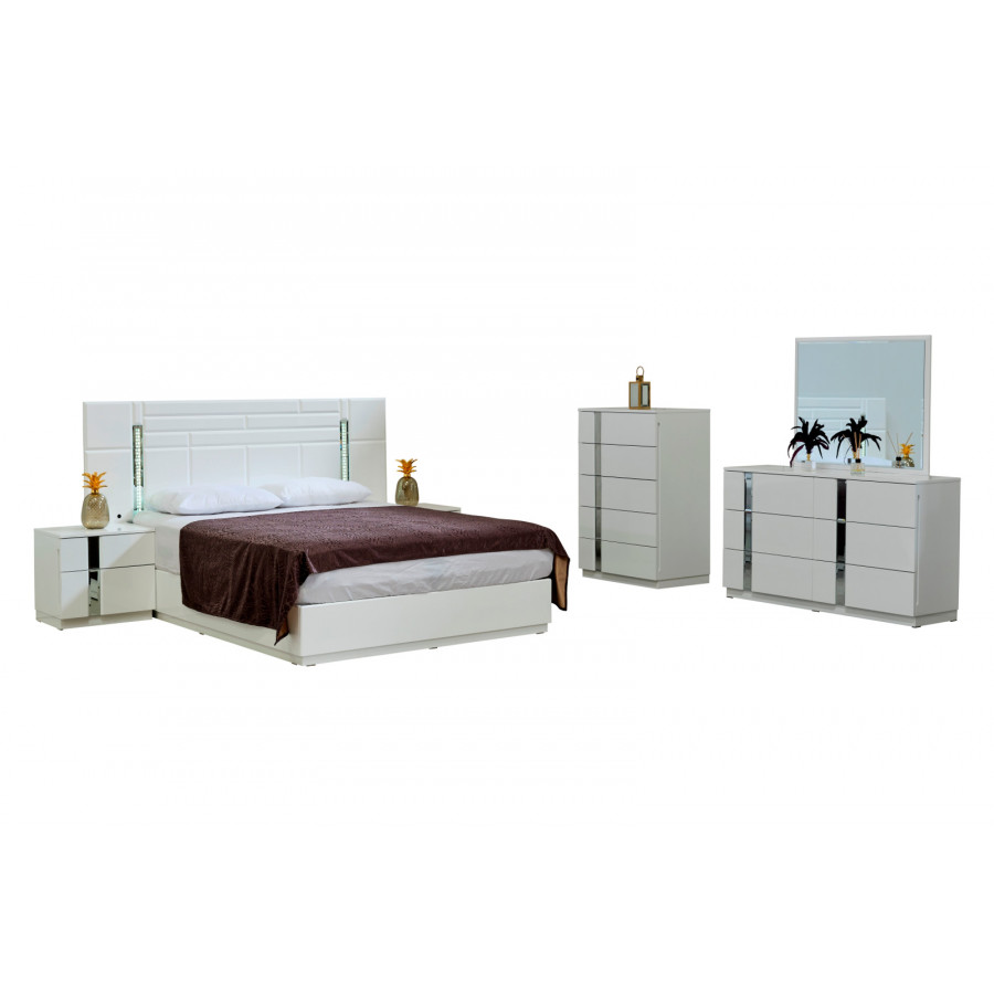 Furnia Sienna King Size Bed with Headboard - White