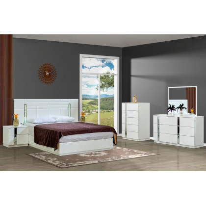 Furnia Sienna King Size Bed with Headboard - White