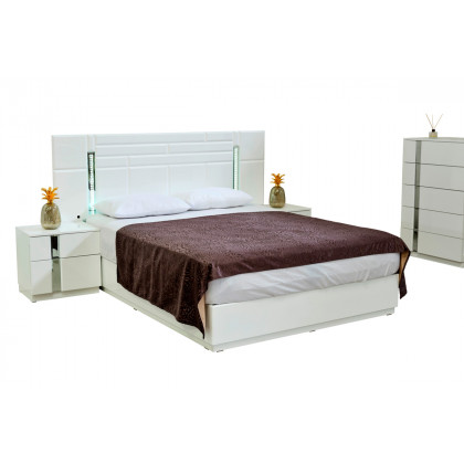 Furnia Sienna King Size Bed with Headboard - White