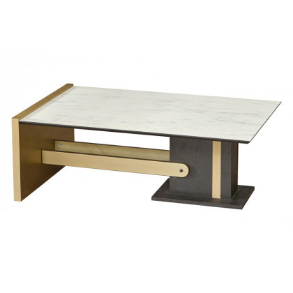 Furnia - Pendik Rectangle Coffee Table in Cream/Gold