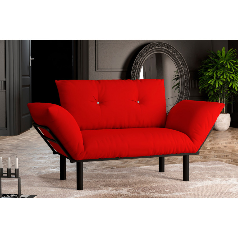 Furnia Ada Stationary Loveseat - Red, Fabric