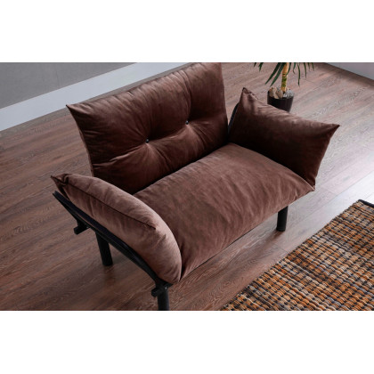 Furnia Sona Stationary Loveseat - Brown, Fabric