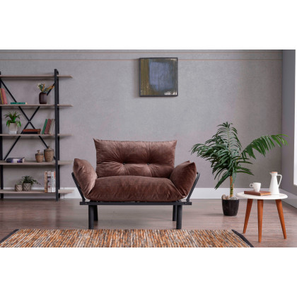 Furnia Sona Stationary Loveseat - Brown, Fabric