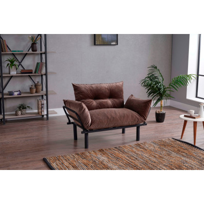 Furnia Sona Stationary Loveseat - Brown, Fabric