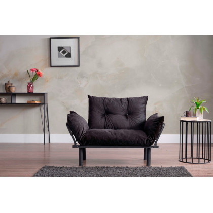 Furnia Sona Stationary Loveseat - Black, Fabric