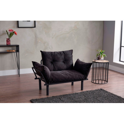 Furnia Sona Stationary Loveseat - Black, Fabric