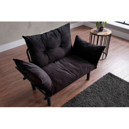 Furnia Sona Stationary Loveseat - Black, Fabric