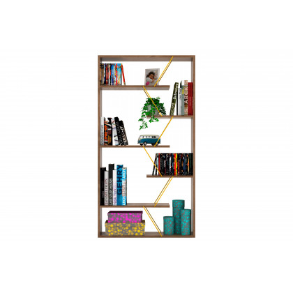 Furnia Tars Bookcase - Walnut/Yellow, Wood